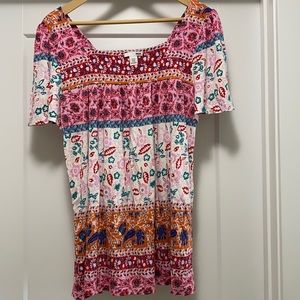 Boho chic short sleeve summer shirt
